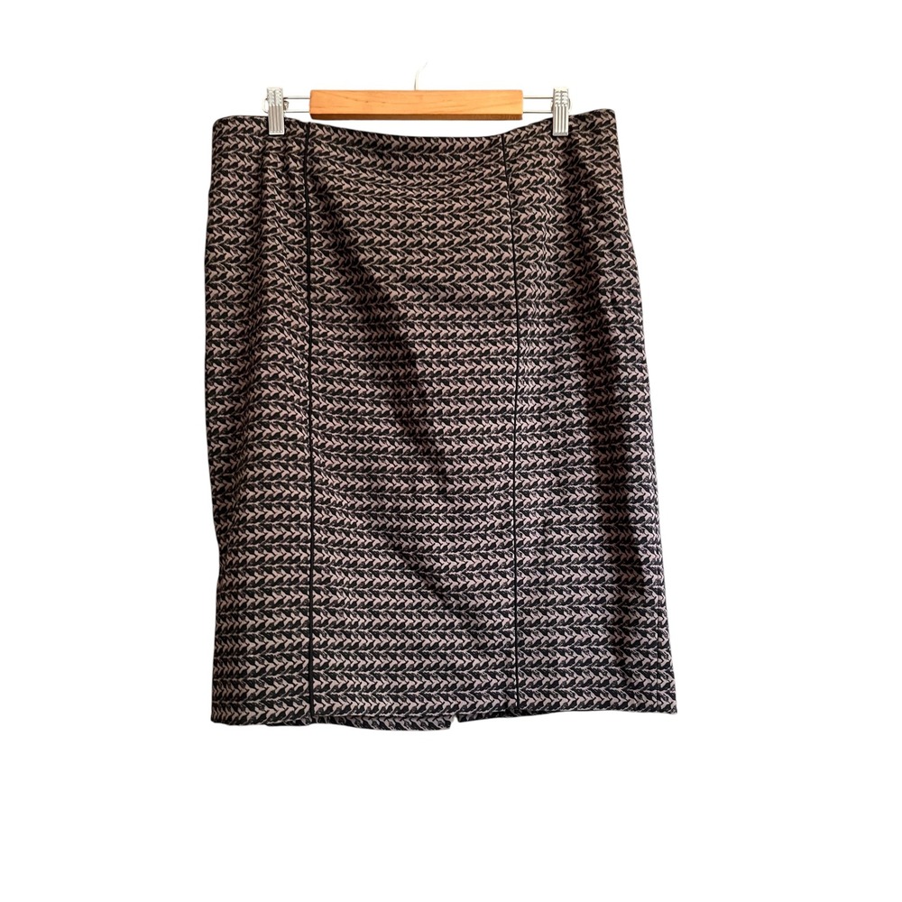 Mossimo Pencil Skirt Women 16 Tan Black Excellent Geometric Zip Back Lined
